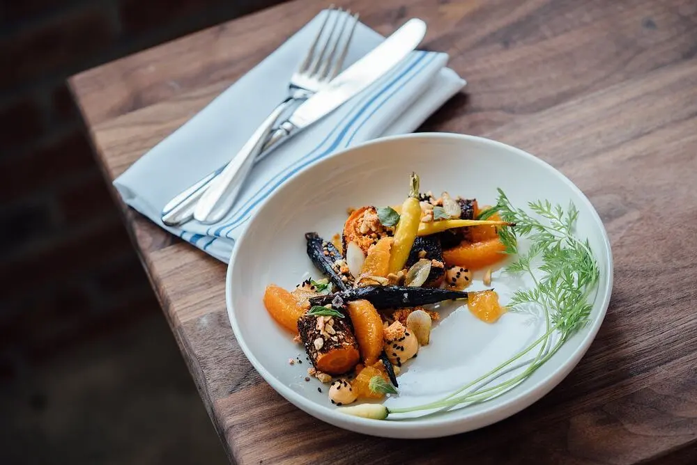 Fine dining vegetable dish typical of L'Enclume's tasting menu