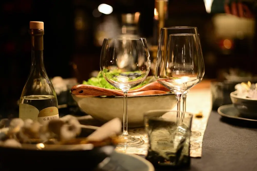 Elegantly set fine dining table in a United Kingdom restaurant