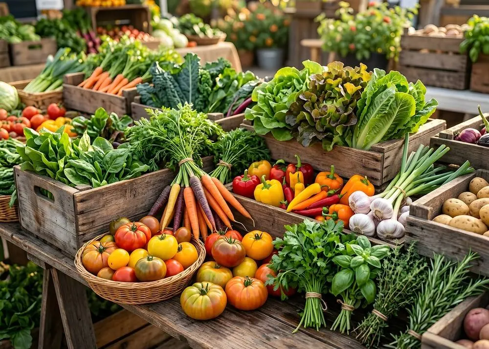 Fresh produce stall typical of St. George's Market, Belfast