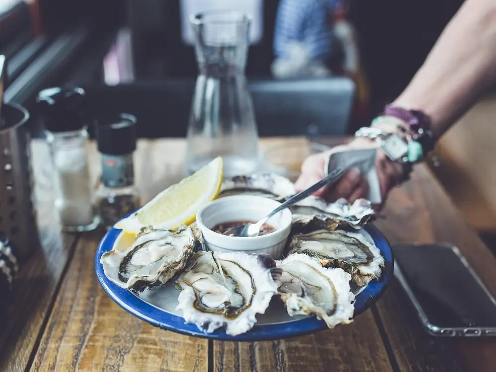 Fresh oysters on ice, a Cornish seafood classic